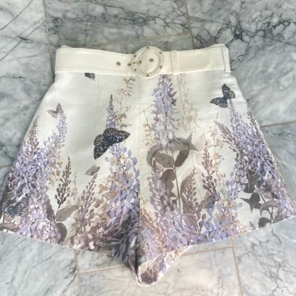 ZIMMERMANN Botanica Luminous Butterfly Floral Purple Shorts